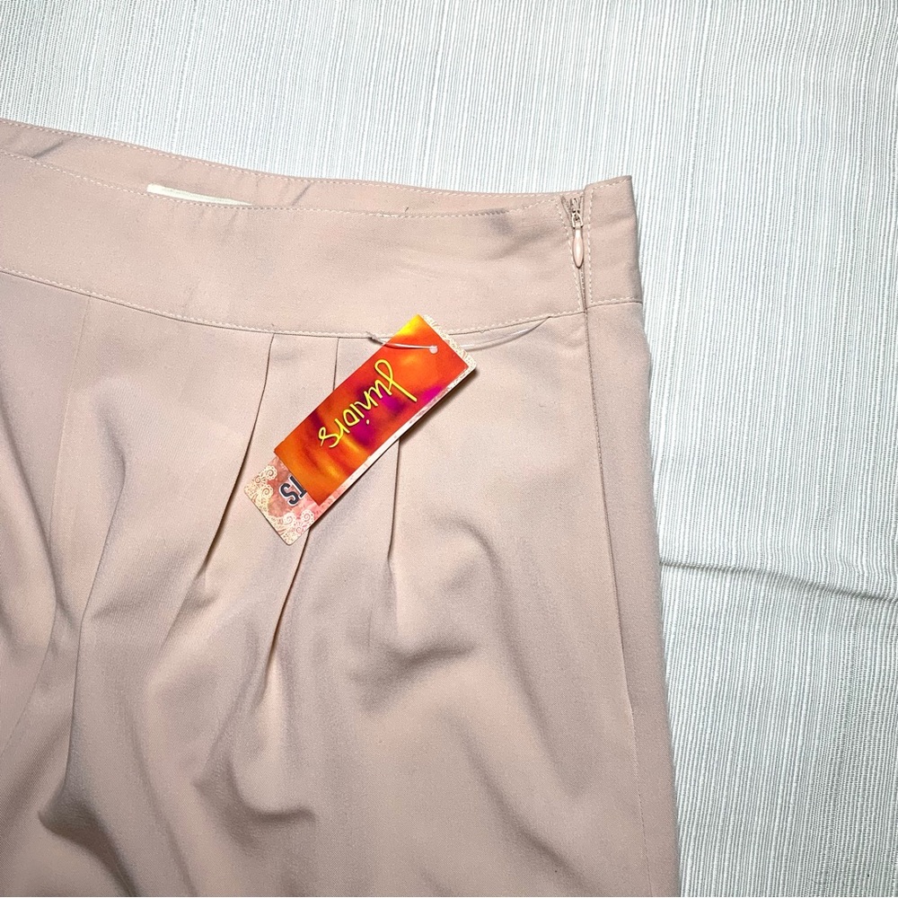 Blush Pink High Waist Wide Leg Palazzo Pants Junior M Pleated Side Zip Marlene - Picture 5 of 11